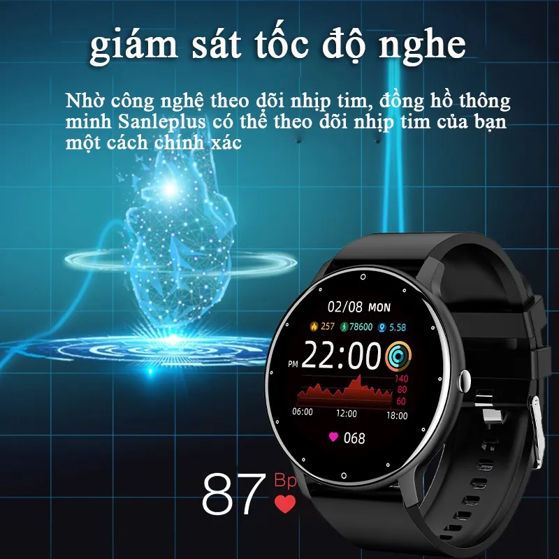 Ảnh Bộ đồng hồ thông minh LIGE giám sát nhịp tim & huyết áp cho nam 2