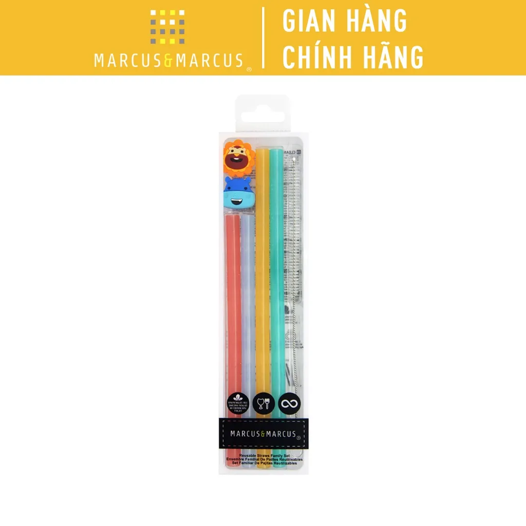 Ống Hút Silicon Marcus & Marcus Cho Bé 3+ Tuổi: An Toàn, Eco-Friendly, Kèm Cọ Rửa