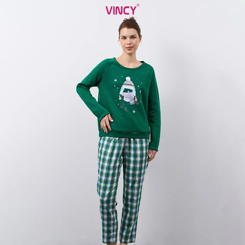 Ảnh BỘ PHỐI QUẦN KATE VỚI ÁO NỈ DÀI TAY IN HÌNH CHO NOEL BTD042W91 2