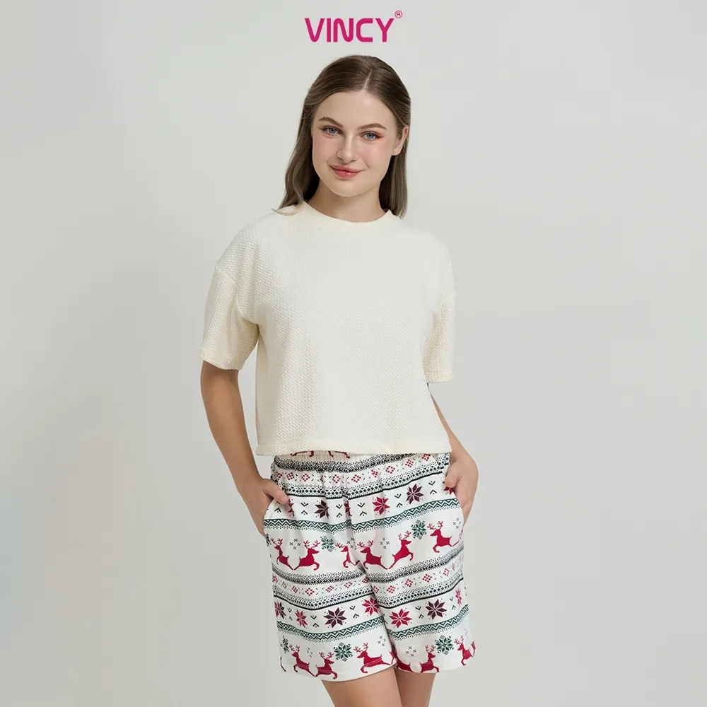 Ảnh Bộ phối quần short nỉ và áo thun cotton cho mùa Giáng Sinh BST030W41 3