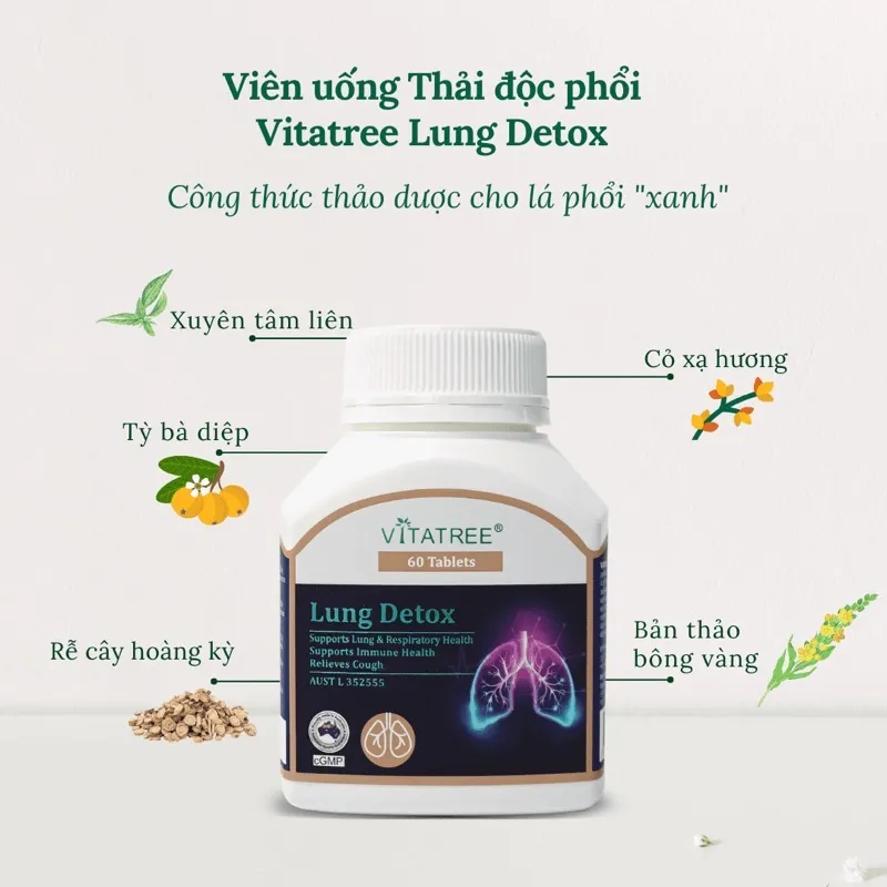 Ảnh Bổ Phổi Úc Vitatree Lung Detox 60 viên Giúp cải thiện các chức năng của Phổi, tăng cường miễn dịch Extaste 3