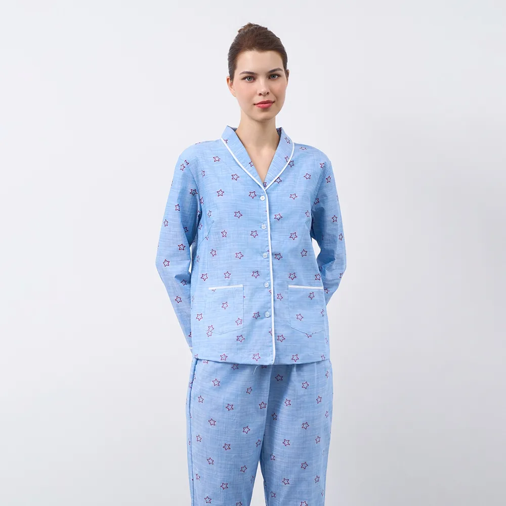 Ảnh Bộ piijama bâu sam tay dài, chất liệu kate cho mùa Thu Đông BKD162W81 1