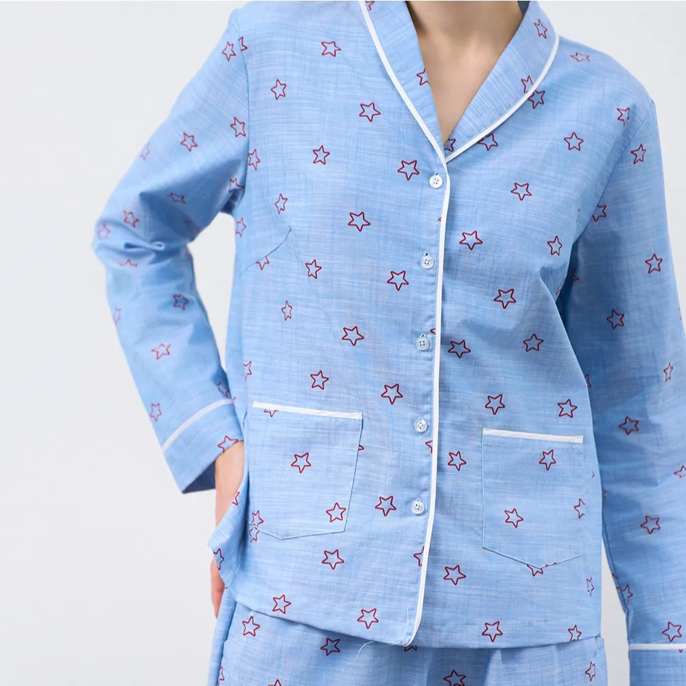 Ảnh Bộ piijama bâu sam tay dài, chất liệu kate cho mùa Thu Đông BKD162W81 3