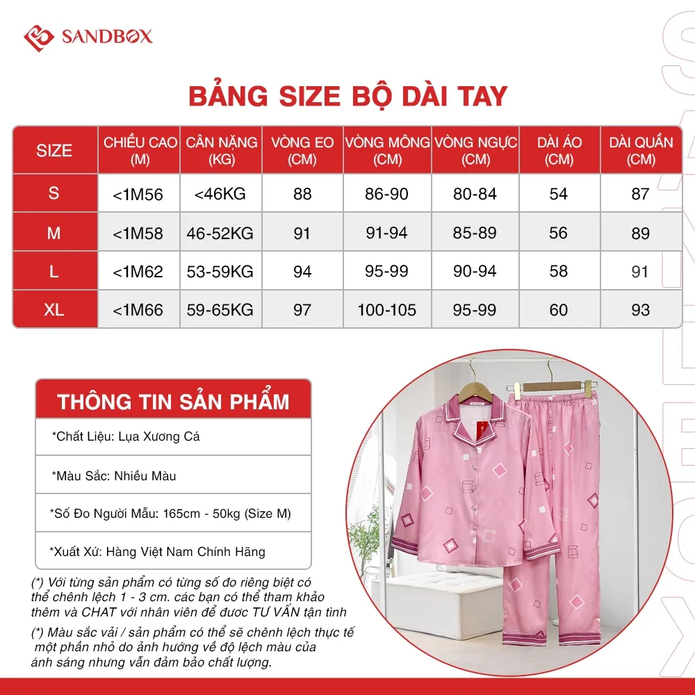 Ảnh Bộ Pijama Dài SANDBOX Đồ Bộ Lụa Vân Xước Thiết Kế Phối Họa Tiết BPD24005 2