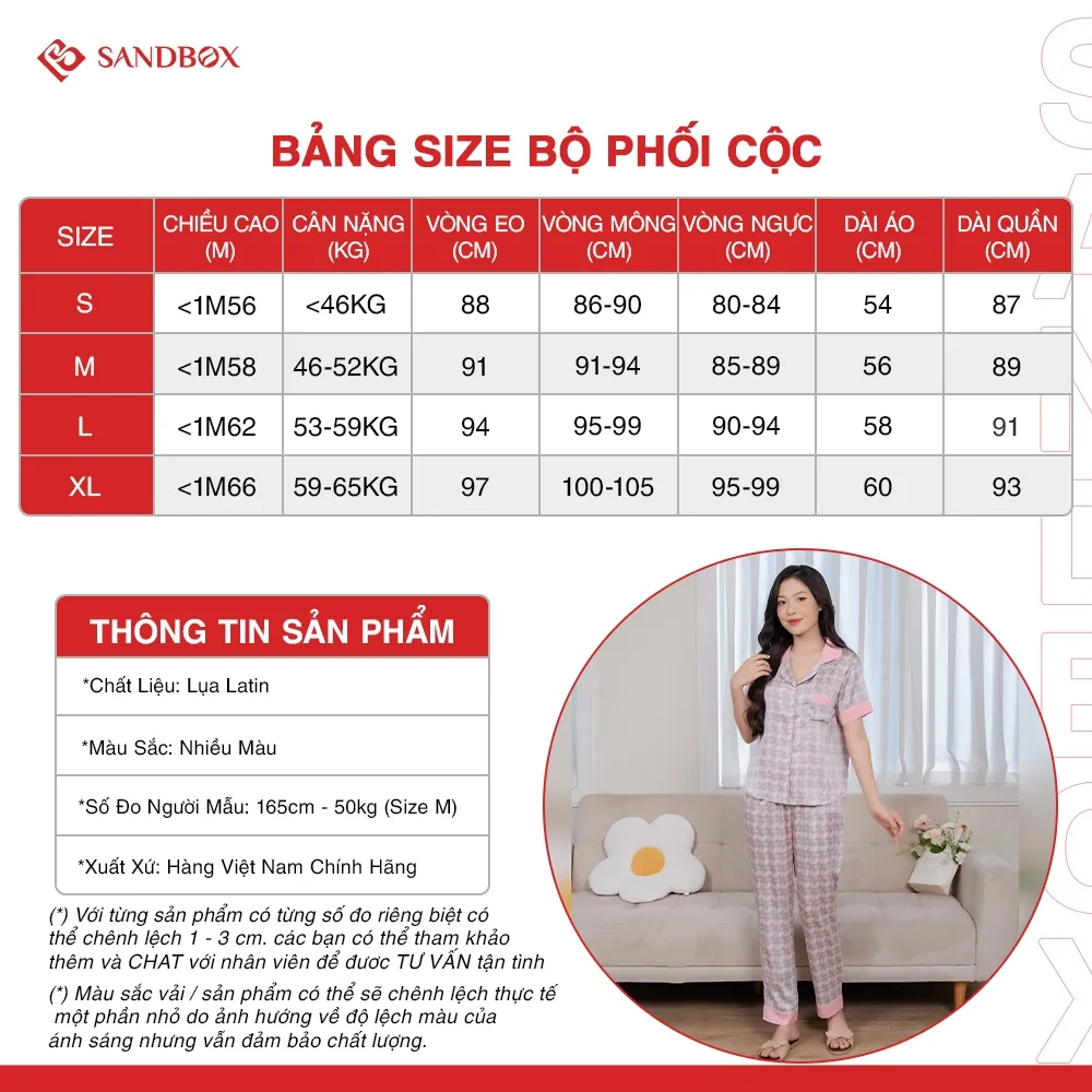 Ảnh Bộ Pijama Mặc Nhà SANDBOX Chất Liệu Lụa Latin Cao Cấp, Thiết Kế Tinh Tế, Đơn Giản (BPC24005.12) 2