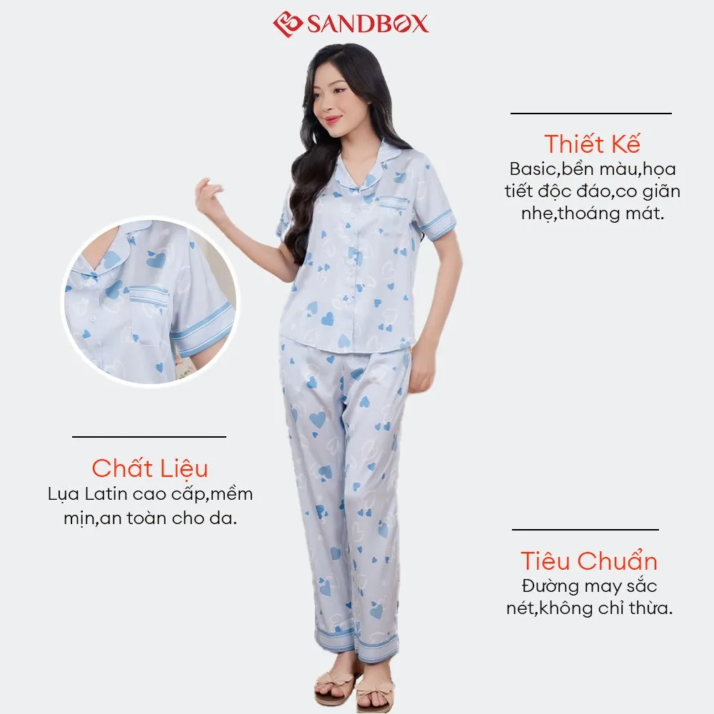 Ảnh Bộ Pijama Mặc Nhà SANDBOX Chất Liệu Lụa Latin Cao Cấp, Thiết Kế Tinh Tế, Đơn Giản (BPC24005.12) 3