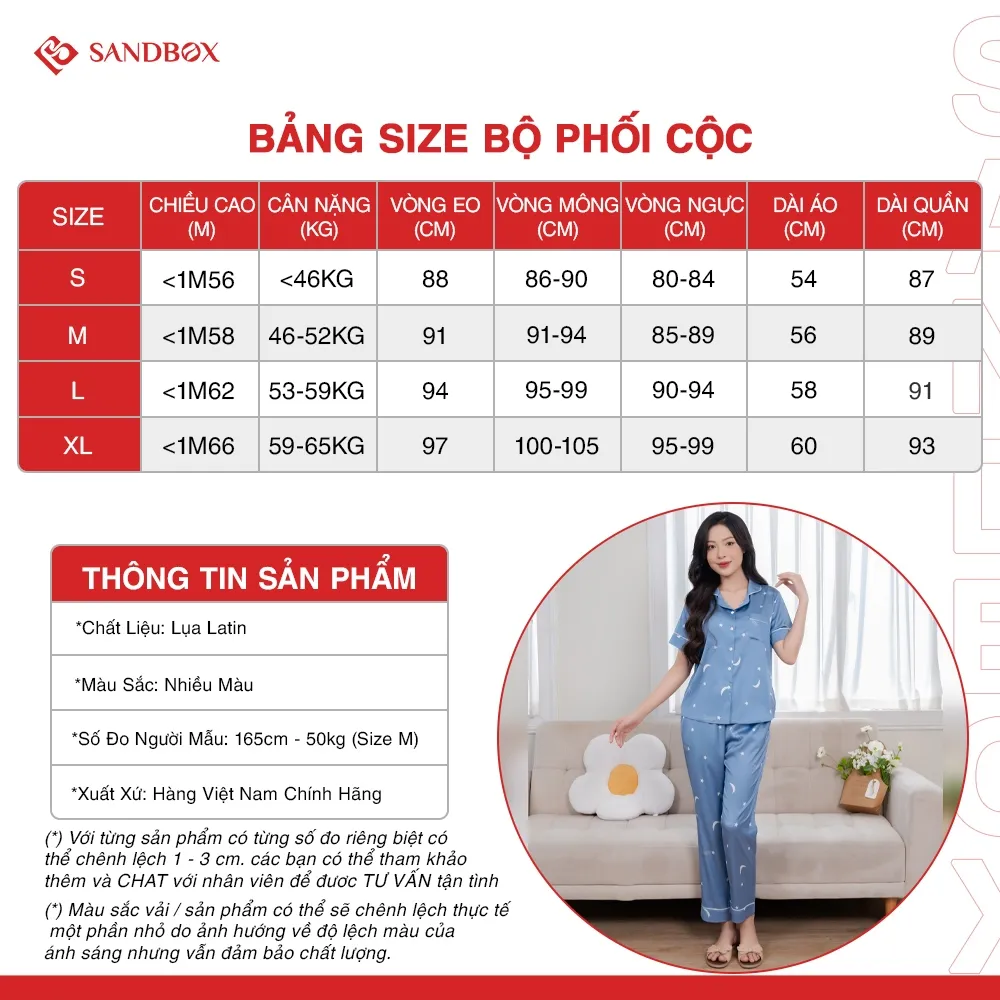 Ảnh Bộ Pijama Mặc Nhà SANDBOX Tay Ngắn, Quần Dài Chất Liệu Lụa Latin Cao Cấp Mềm Mịn (BPC23012) 2