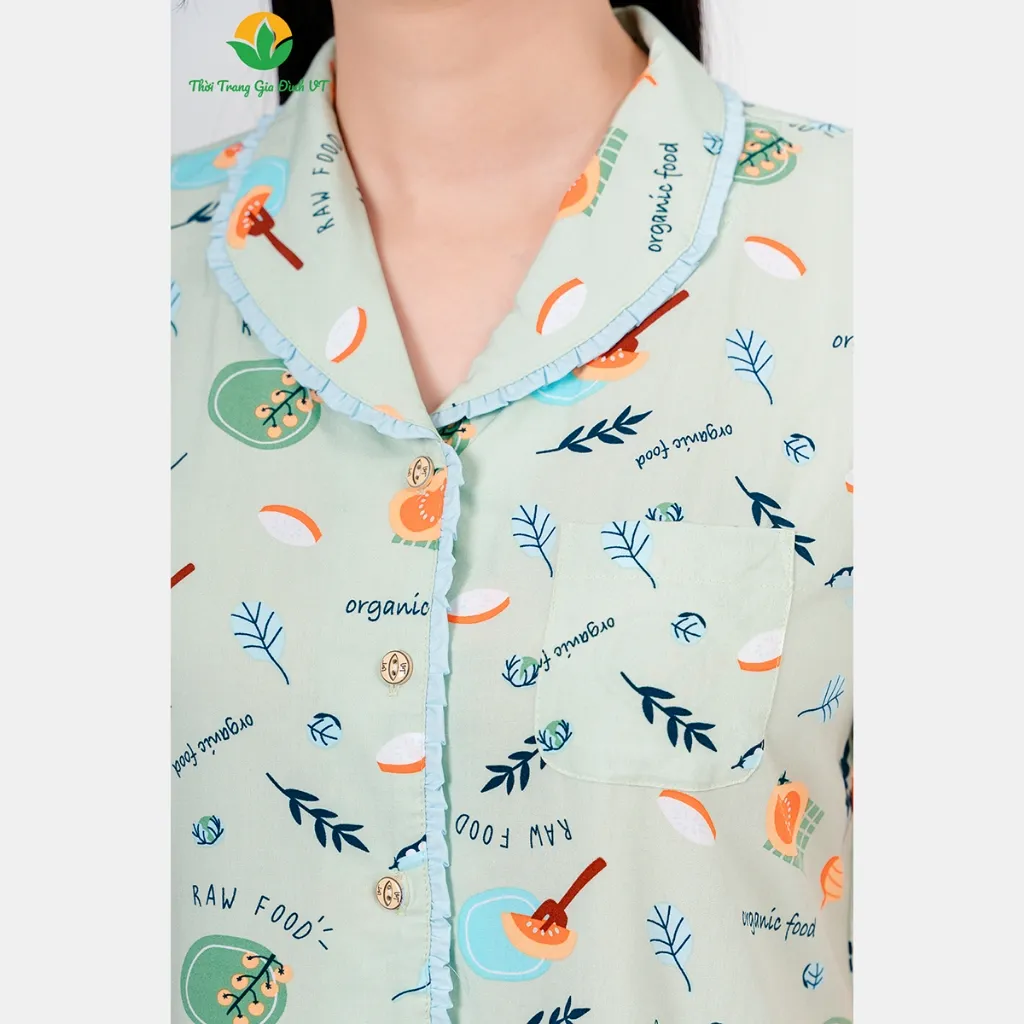 Ảnh Bộ pijama nữ mặc nhà chất Lanh họa tiết cổ sam thời trang Việt Thắng - B06.5047 4