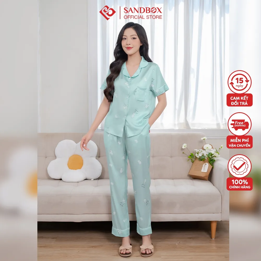 Ảnh Bộ Pijama SANDBOX Lụa Latin Cao Cấp Mềm Mịn, Họa Tiết Thiết Kế Đôc Quyền (BPC23002) 4