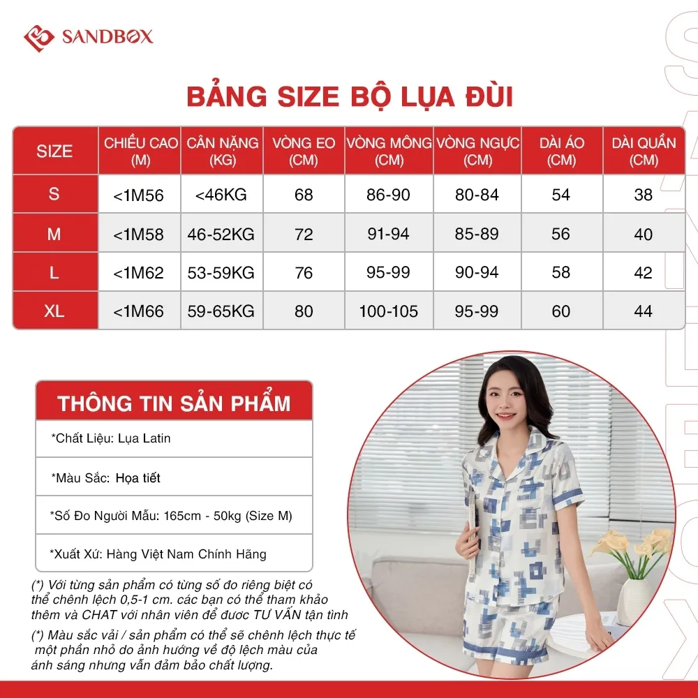 Ảnh Bộ Pijama Đùi Mặc Nhà SANDBOX Lụa Latin Cao Cấp, Thiết Kế Tinh Tế, Họa Tiết Độc Quyền(BLD25001) 1
