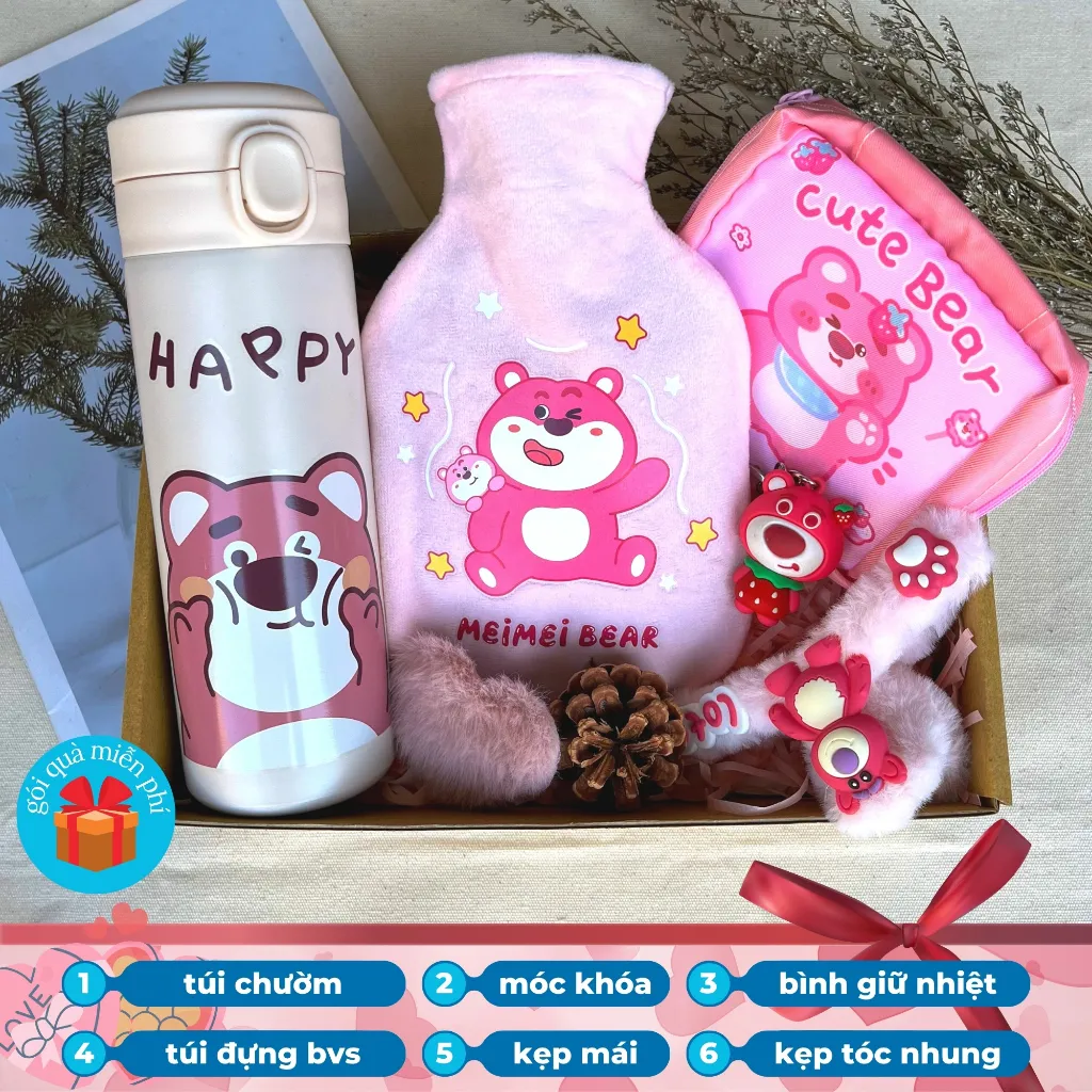 Ảnh Bộ quà tặng bạn gái túi chườm bụng đa năng 350ml LABOON kèm bình giữ nhiệt và phụ kiện siêu xinh 1