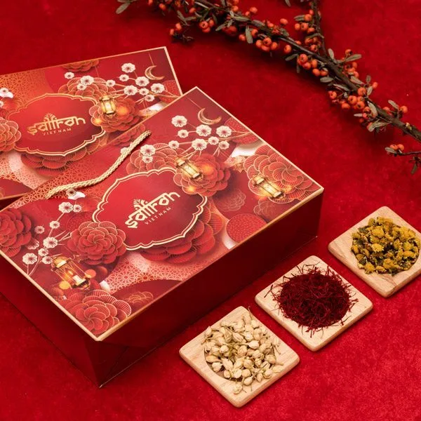Ảnh Bộ quà tặng tết nhụy hoa nghệ tây Saffron Bahraman 2gr kèm trà hoa 4