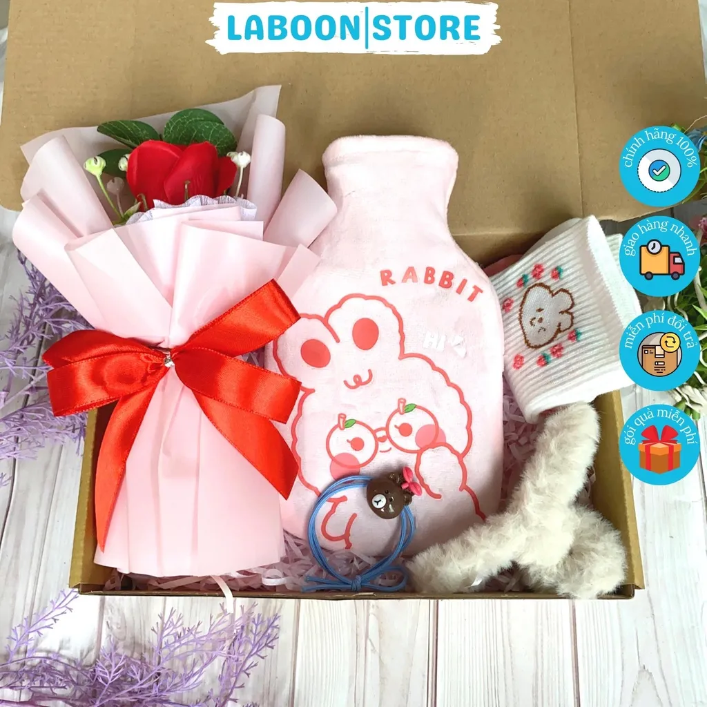 Ảnh Bộ quà tặng túi chườm bụng nóng lạnh ngày dâu Laboon, phiên bản gift box tâm lý 350ml 4