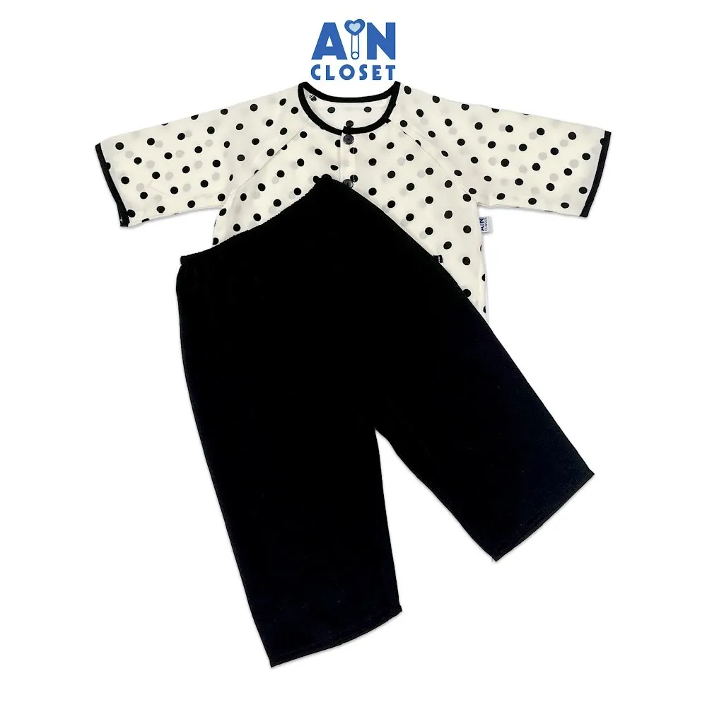 Ảnh Bộ quần áo Bà Ba Dài tay lỡ bé gái hoạ tiết Bi Đen Lụa trượt - AICDBGSGWO6S - AIN Closet 1