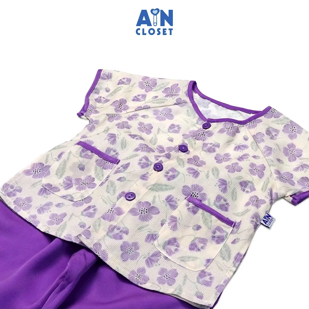 Ảnh Bộ quần áo bà bà dài tay ngắn bé gái họa tiết Hoa tím lụa - AICDBG59ZRMW - AIN Closet 2