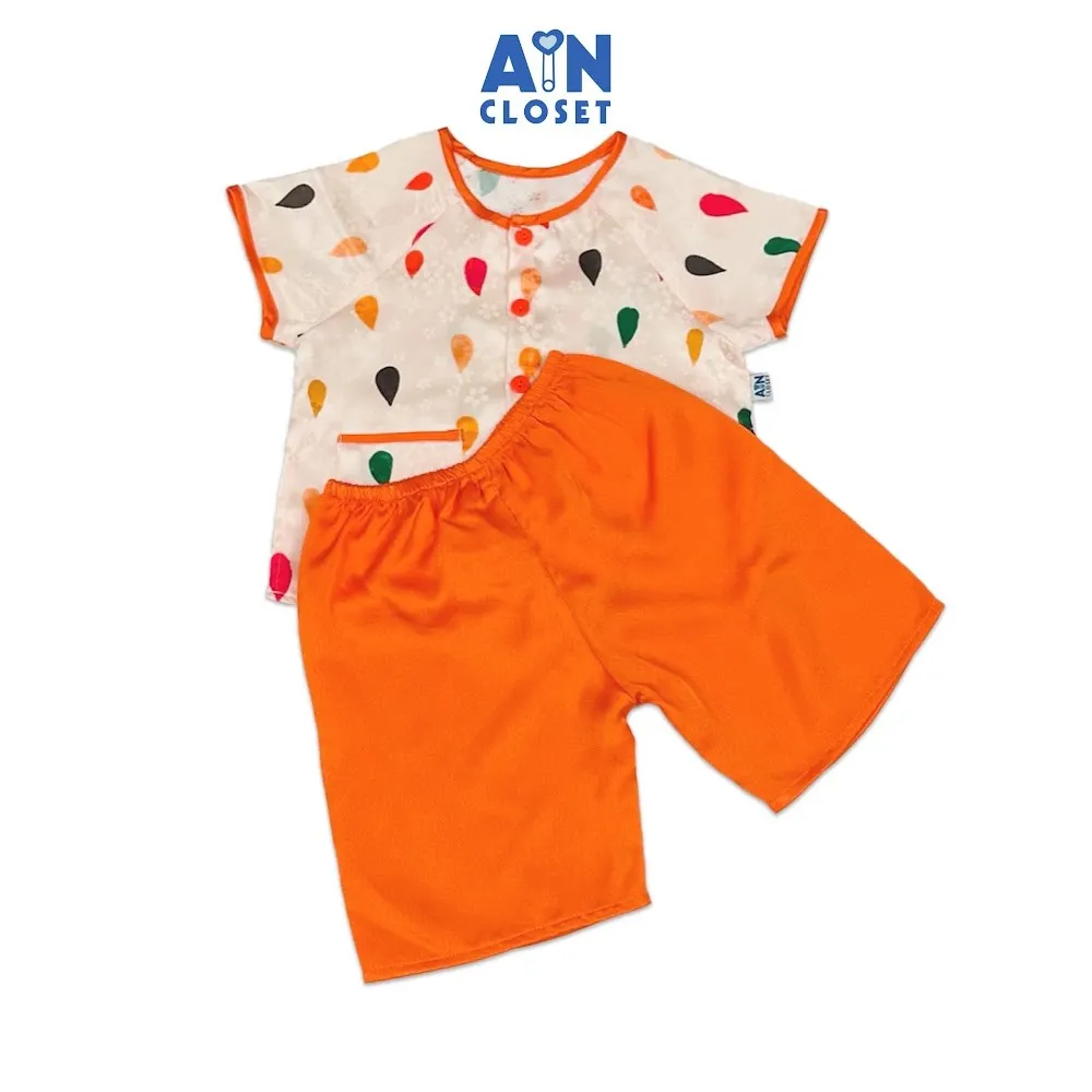 Ảnh Bộ quần áo Bà Ba Lửng bé gái họa tiết Giọt Nước Lụa Cam - AICDBGACDCCH - AIN Closet 1