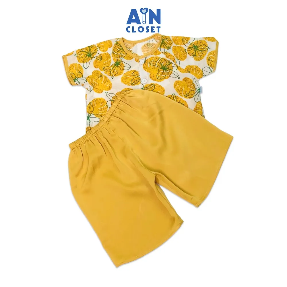 Ảnh Bộ quần áo bà ba lửng bé gái họa tiết Hoa Ly vàng tơ - AICDBGNVFKBV - AIN Closet 1
