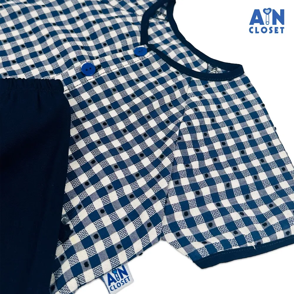 Ảnh Bộ quần áo Bà ba Lửng unisex cho bé họa tiết Caro Xanh Đen cotton - AICDBTUG0NHN - AIN Closet 2