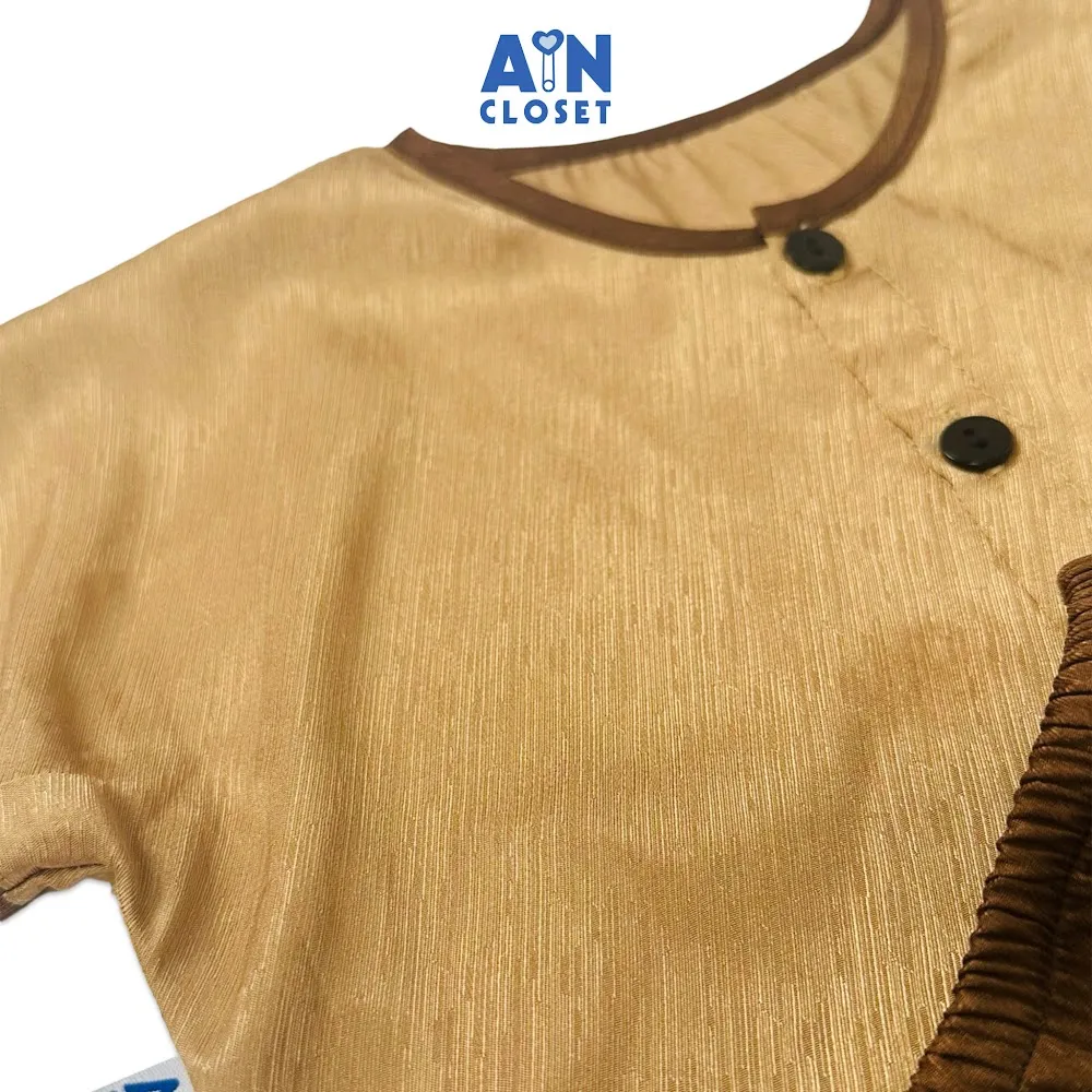 Ảnh Bộ quần áo Bà ba lửng unisex cho bé Nâu Cà phê gấm lụa - AICDBTMEB3IV - AIN Closet 2