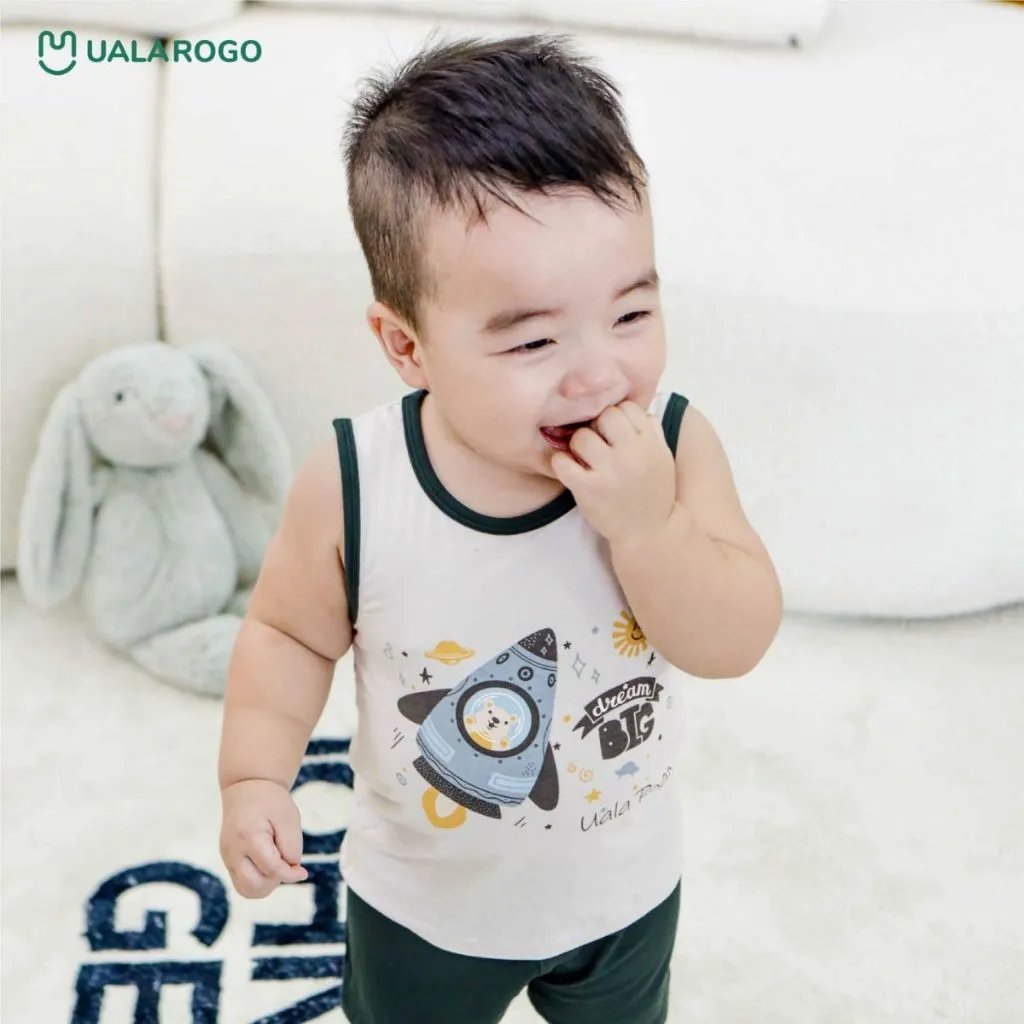 Ảnh Bộ quần áo ba lỗ cho bé Ualarogo 1 tới 5 tuổi vải sợi tre Bamboo mềm mại thoáng mát 2143 2