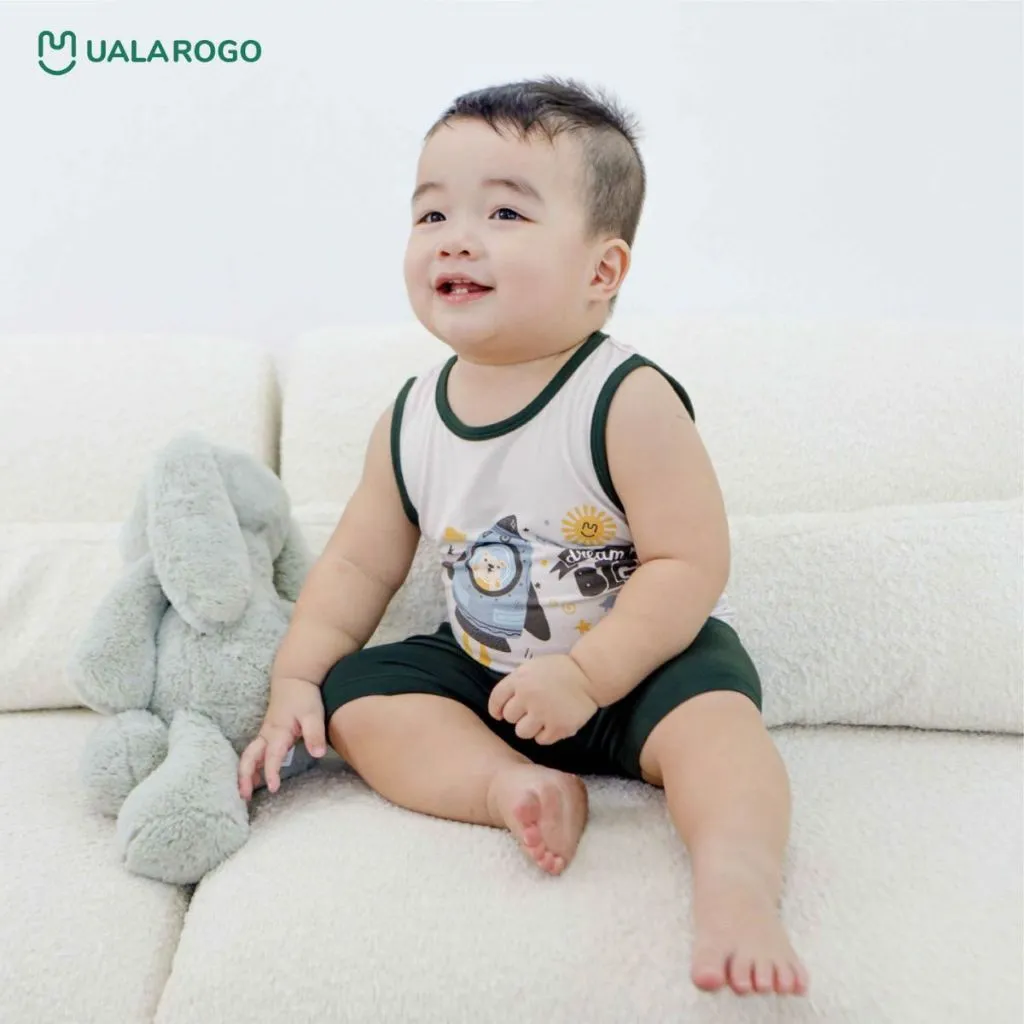 Ảnh Bộ quần áo ba lỗ cho bé Ualarogo 1 tới 5 tuổi vải sợi tre Bamboo mềm mại thoáng mát 2143 3