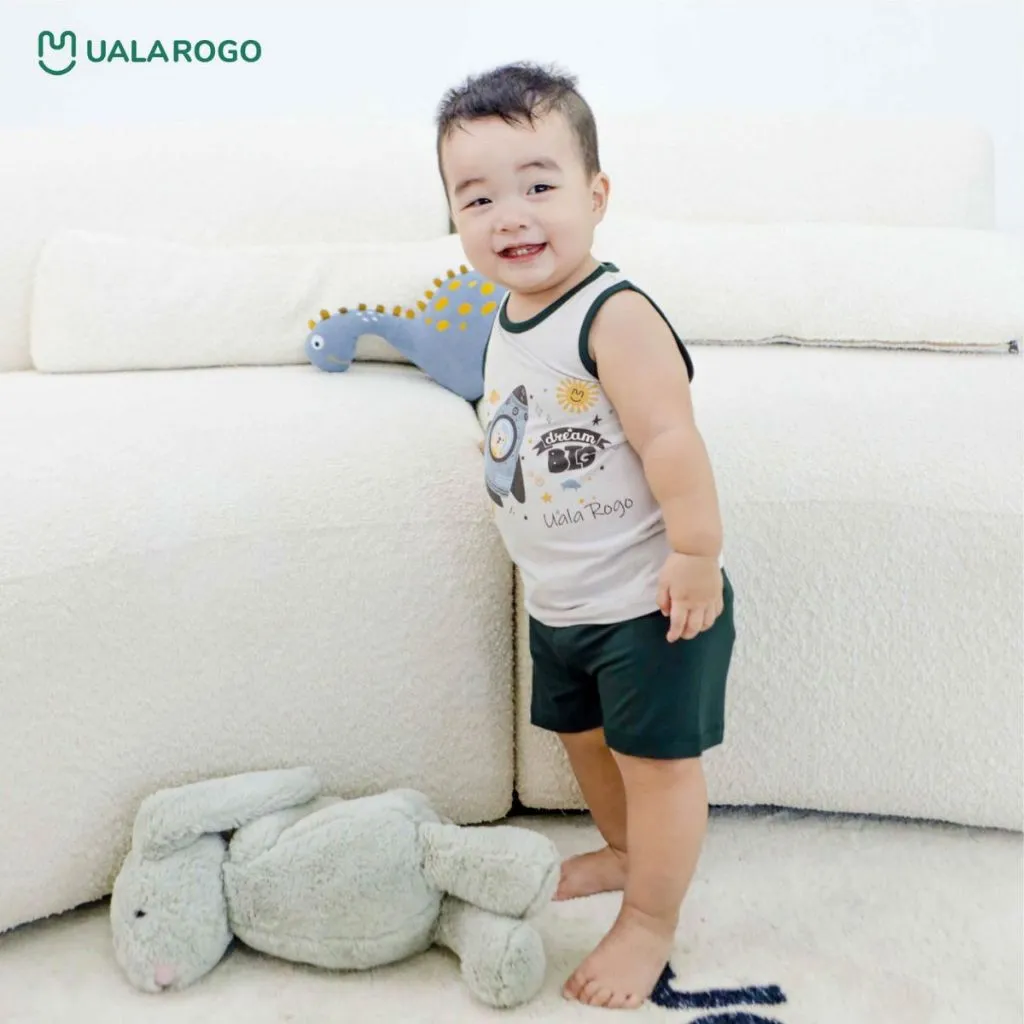 Ảnh Bộ quần áo ba lỗ cho bé Ualarogo 1 tới 5 tuổi vải sợi tre Bamboo mềm mại thoáng mát 2143 4