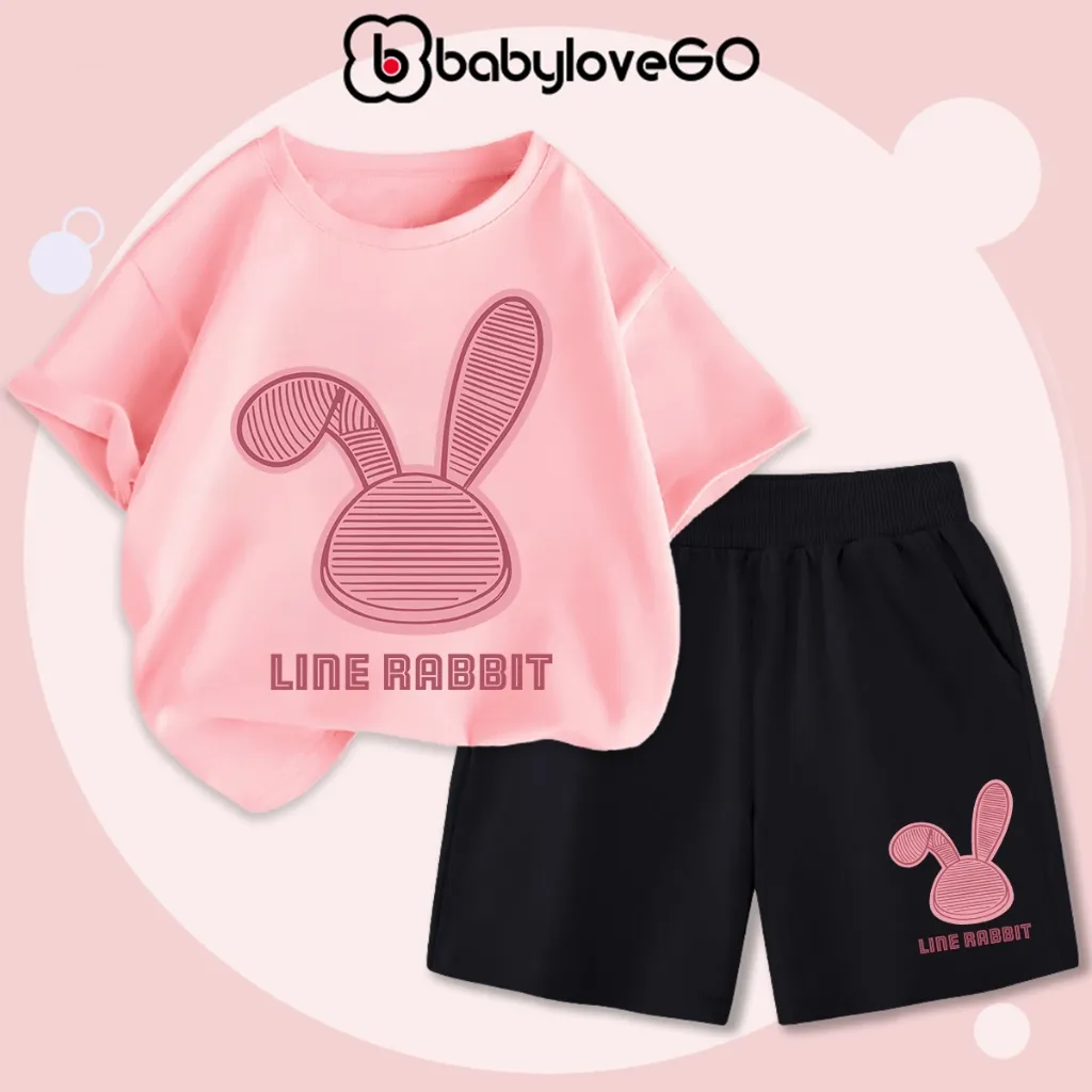 Ảnh Bộ quần áo bé gái BabyloveGO 2025 bộ thun cotton cho bé mềm mịn thoáng mát in hình độc đáo BRB33 1