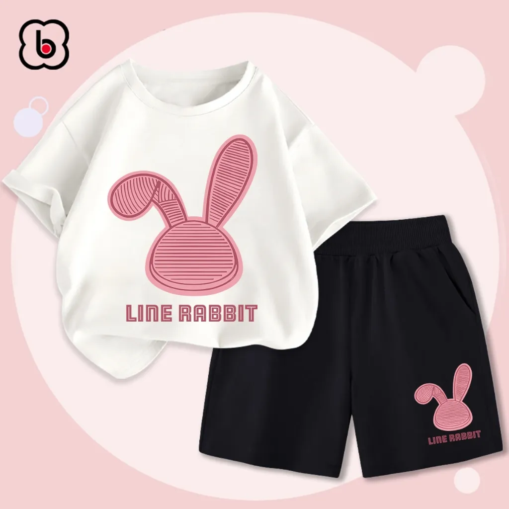 Ảnh Bộ quần áo bé gái BabyloveGO 2025 bộ thun cotton cho bé mềm mịn thoáng mát in hình độc đáo BRB33 2