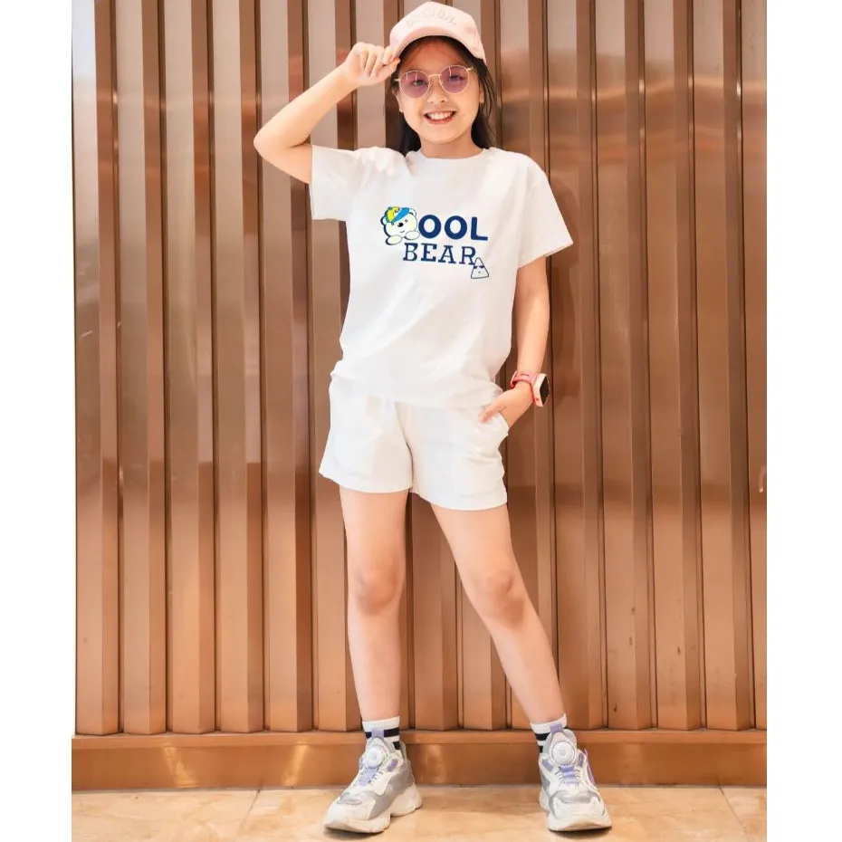 Ảnh Bộ quần áo bé gái in hình gấu Cool Bear mẫu mới 2025 - Set đồ cho bé gái cân nặng từ 15-40kg- Loza Kids SB31 4