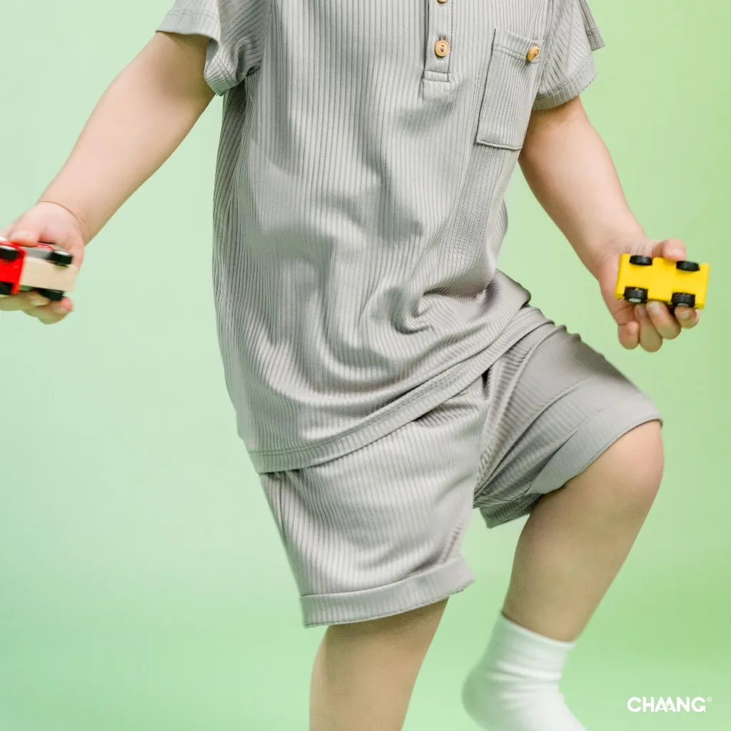 Ảnh Bộ quần áo cộc cổ trụ Monster cho bé trai chất liệu tăm lạnh 1