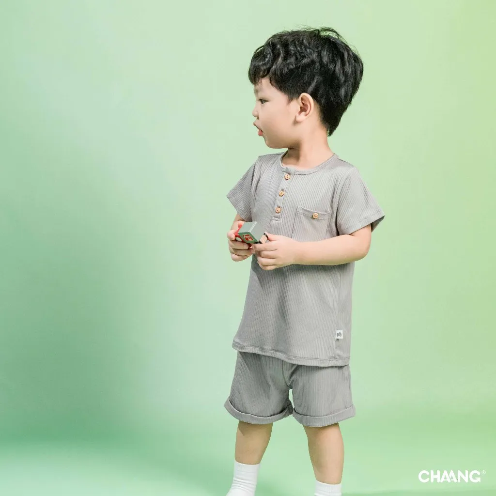 Ảnh Bộ quần áo cộc cổ trụ Monster cho bé trai chất liệu tăm lạnh 4
