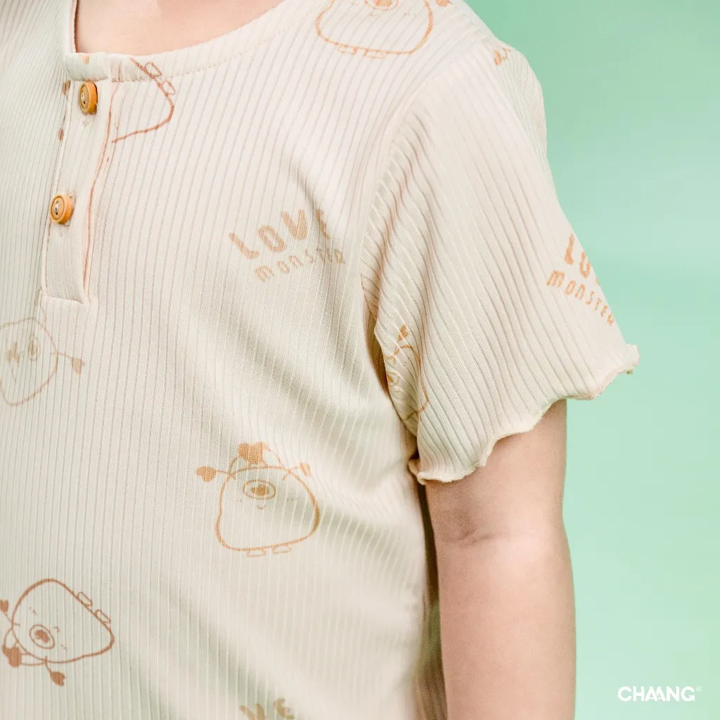 Ảnh Bộ quần áo cộc cổ trụ Monster cho bé gái chất liệu tăm lạnh 3