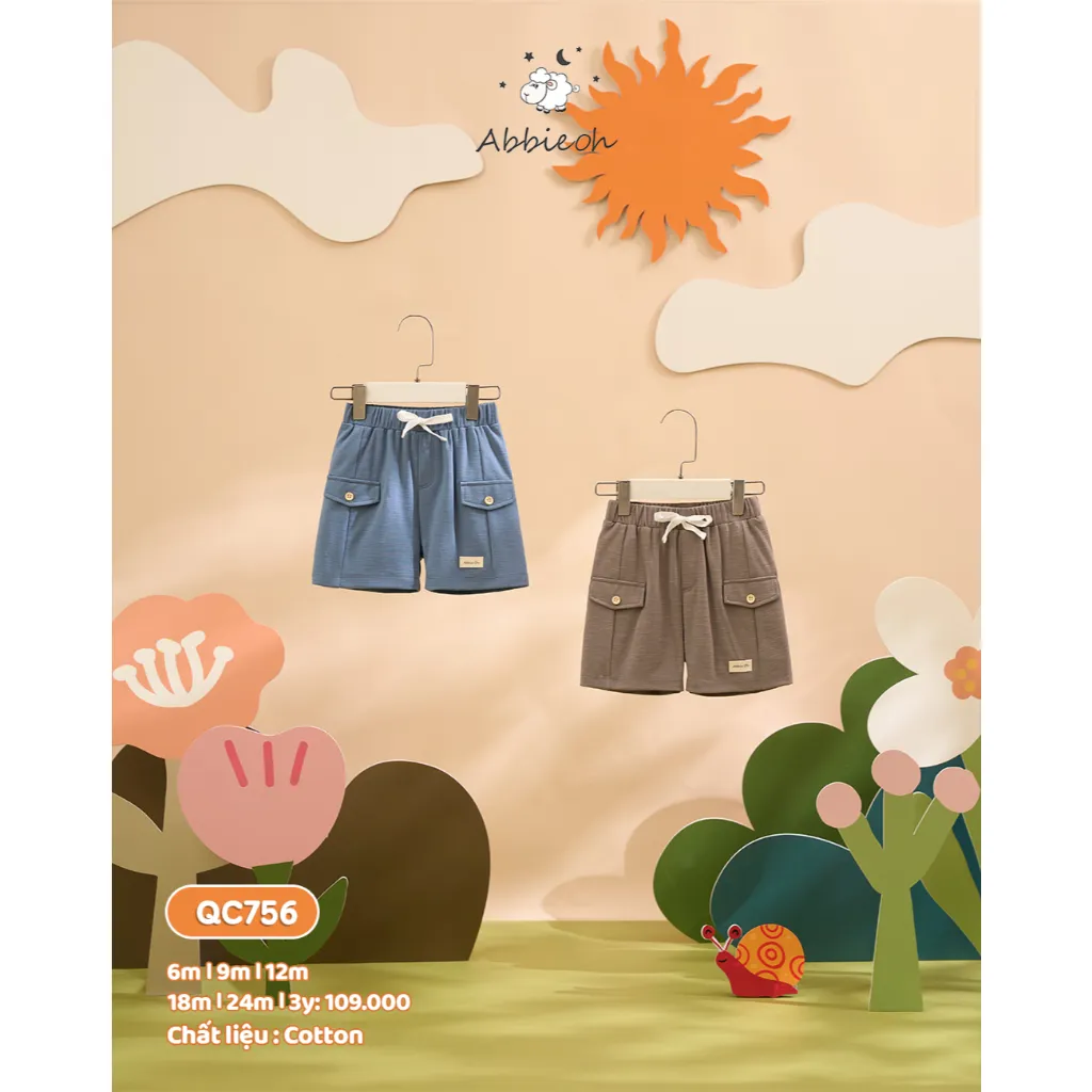 Ảnh Bộ quần áo cộc tay ABBIEOH cotton hình động vật cho bé trai 0-3 tuổi QC756 BO785 BO751 BO782 1