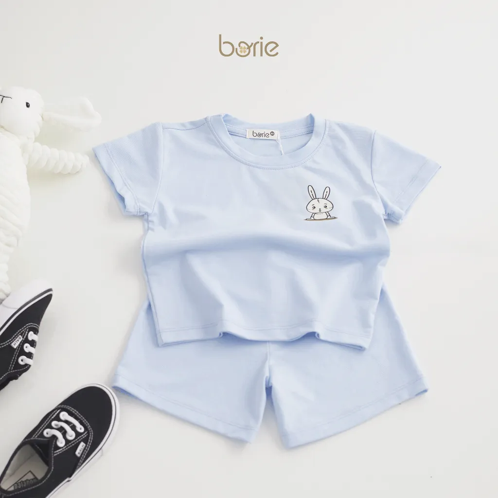 Ảnh Bộ quần áo cộc tay cho bé trai bé gái Borie chất liệu cotton lạnh in họa tiết ở ngực Size 7-18kg A005 2