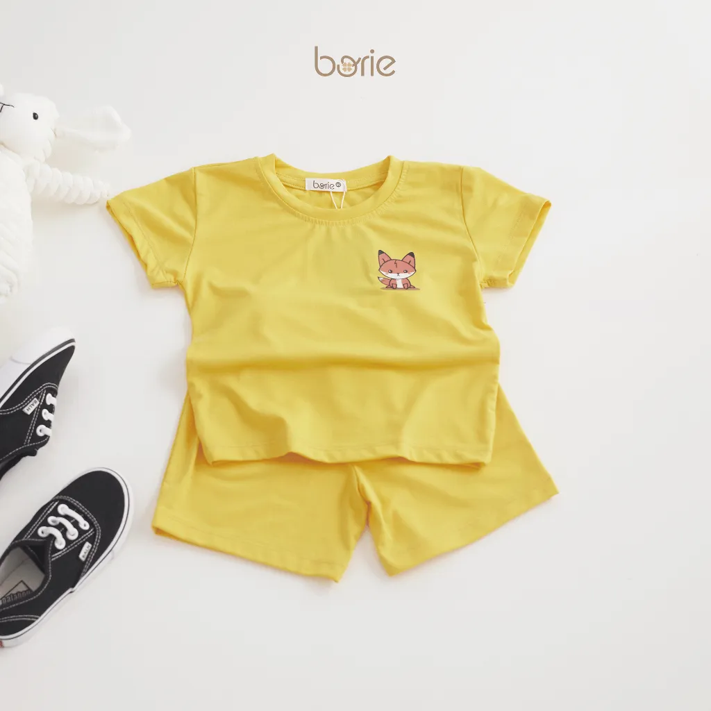Ảnh Bộ quần áo cộc tay cho bé trai bé gái Borie chất liệu cotton lạnh in họa tiết ở ngực Size 7-18kg A005 3