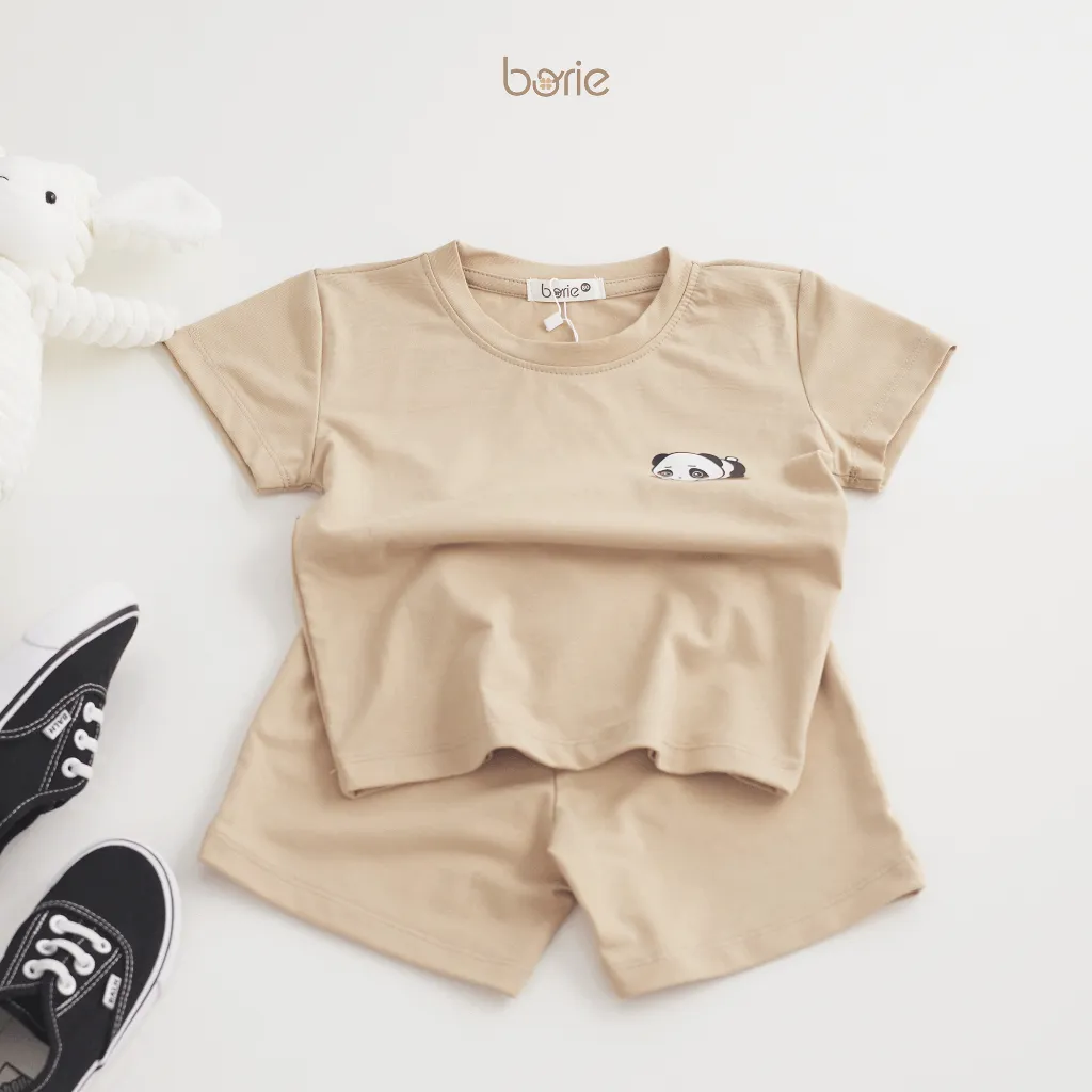 Ảnh Bộ quần áo cộc tay cho bé trai bé gái Borie chất liệu cotton lạnh in họa tiết ở ngực Size 7-18kg A005 4