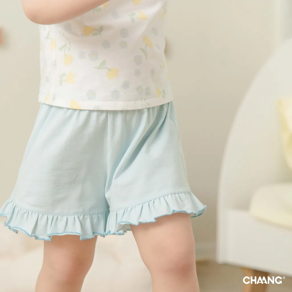 Ảnh Bộ quần áo cộc tay cổ tròn quần bèo nhún Bloom cho bé gái 1