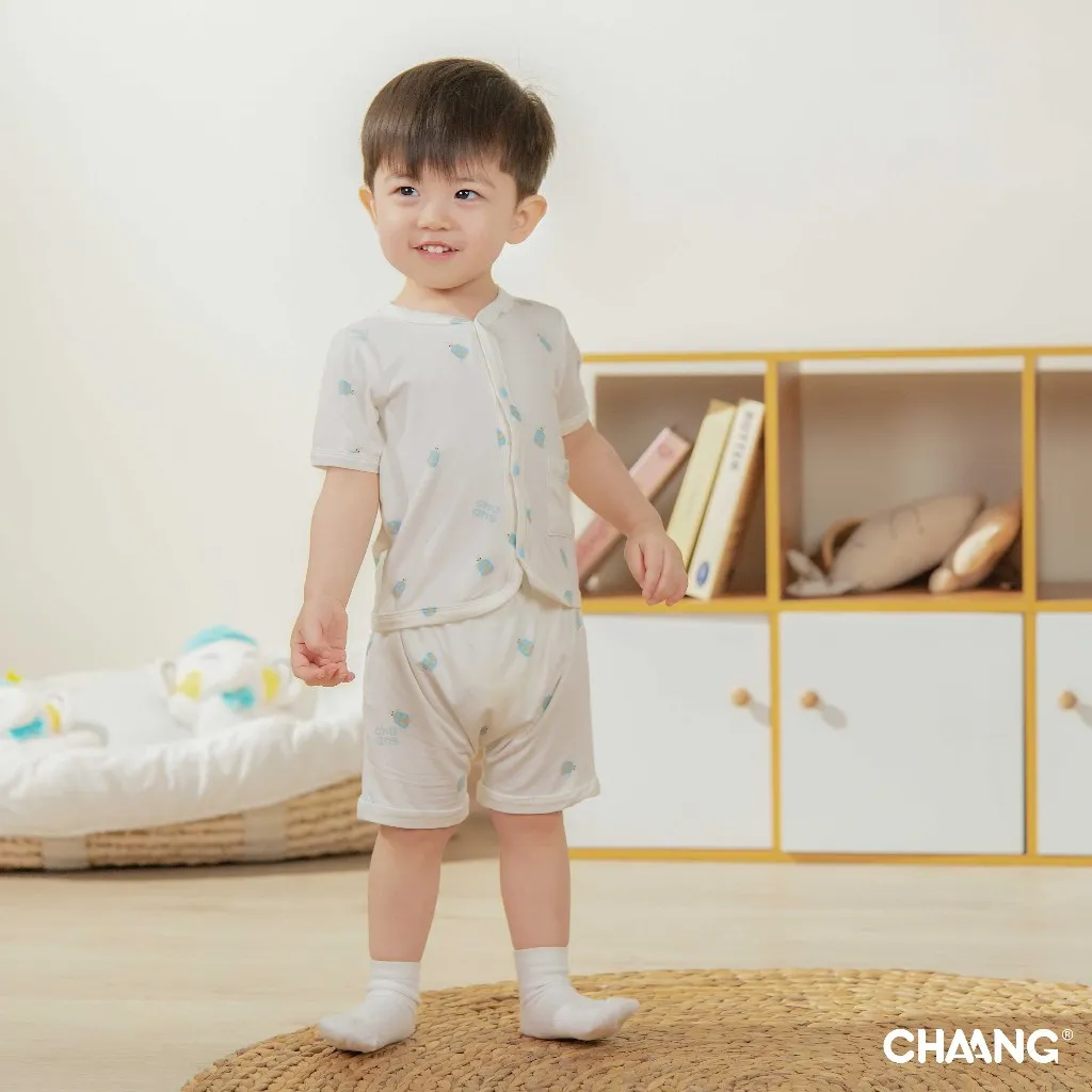 Ảnh Bộ quần áo cộc tay cúc giữa Bloom cho bé gái và bé trai 3