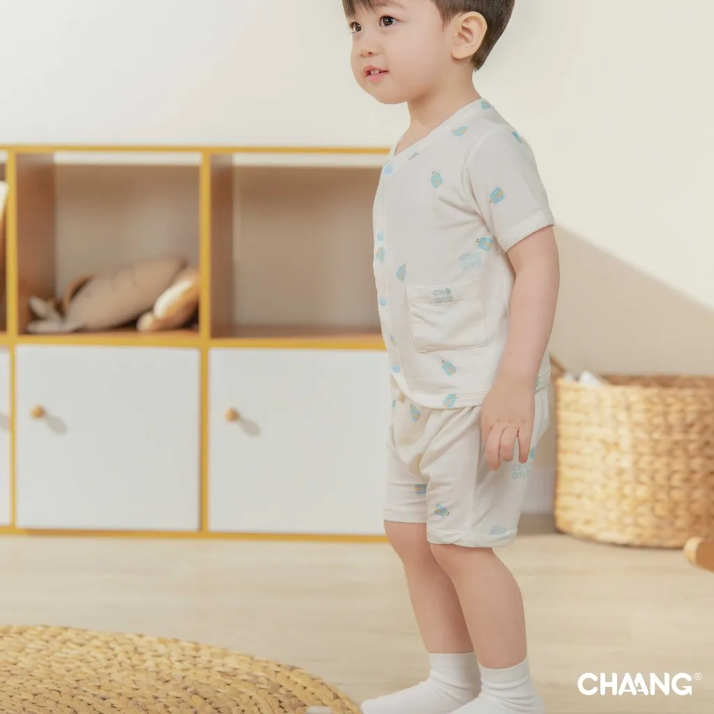 Ảnh Bộ quần áo cộc tay cúc giữa Bloom cho bé gái và bé trai 4