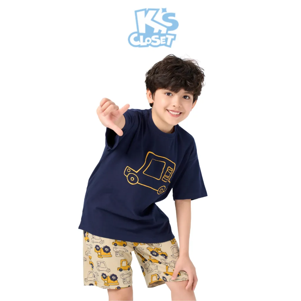 Ảnh Bộ Quần Áo Cộc Tay K'S CLOSET Chất Liệu Cotton, Hoạ Tiết Đáng Yêu Cho Bé Trai Từ 10-55kg (2-14 tuổi) E021FOS, KT011FIS 2
