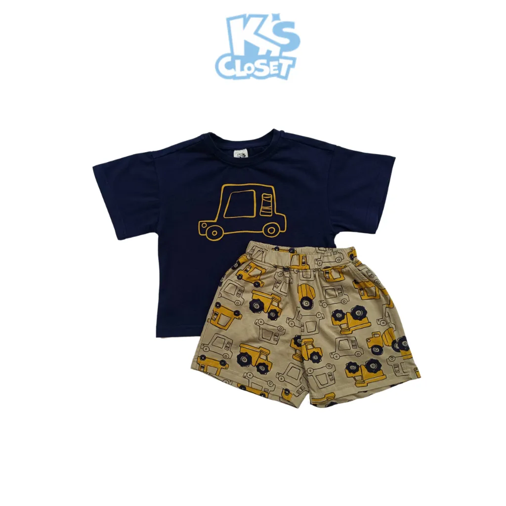 Ảnh Bộ Quần Áo Cộc Tay K'S CLOSET Chất Liệu Cotton, Hoạ Tiết Đáng Yêu Cho Bé Trai Từ 10-55kg (2-14 tuổi) E021FOS, KT011FIS 3