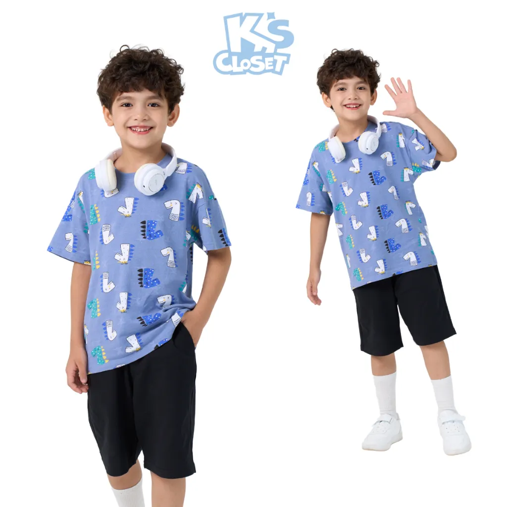 Ảnh Bộ Quần Áo Cộc Tay K'S CLOSET Chất Liệu Cotton, Hoạ Tiết Đáng Yêu Cho Bé Trai Từ 10-55kg (2-14 tuổi) E021FOS, KT011FIS 4