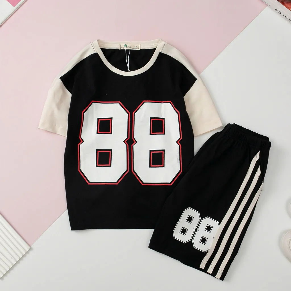 Ảnh Bộ quần áo cotton bé trai LITIBABY in số 88, quần chạy lé size 4 đến 16 tuổi 1
