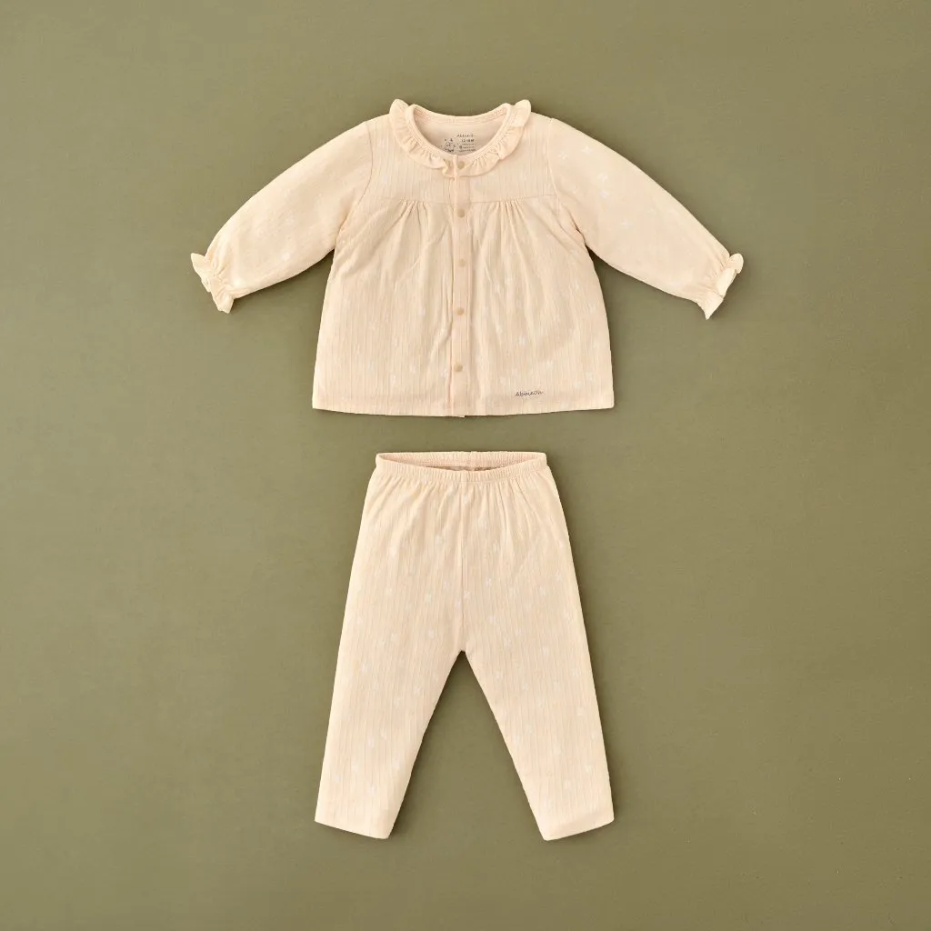 Ảnh Bộ quần áo dài tay cotton ABBIEOH cài vai cổ tay bèo cho bé gái 0-4 Tuổi BO211 BO672 BO658 3