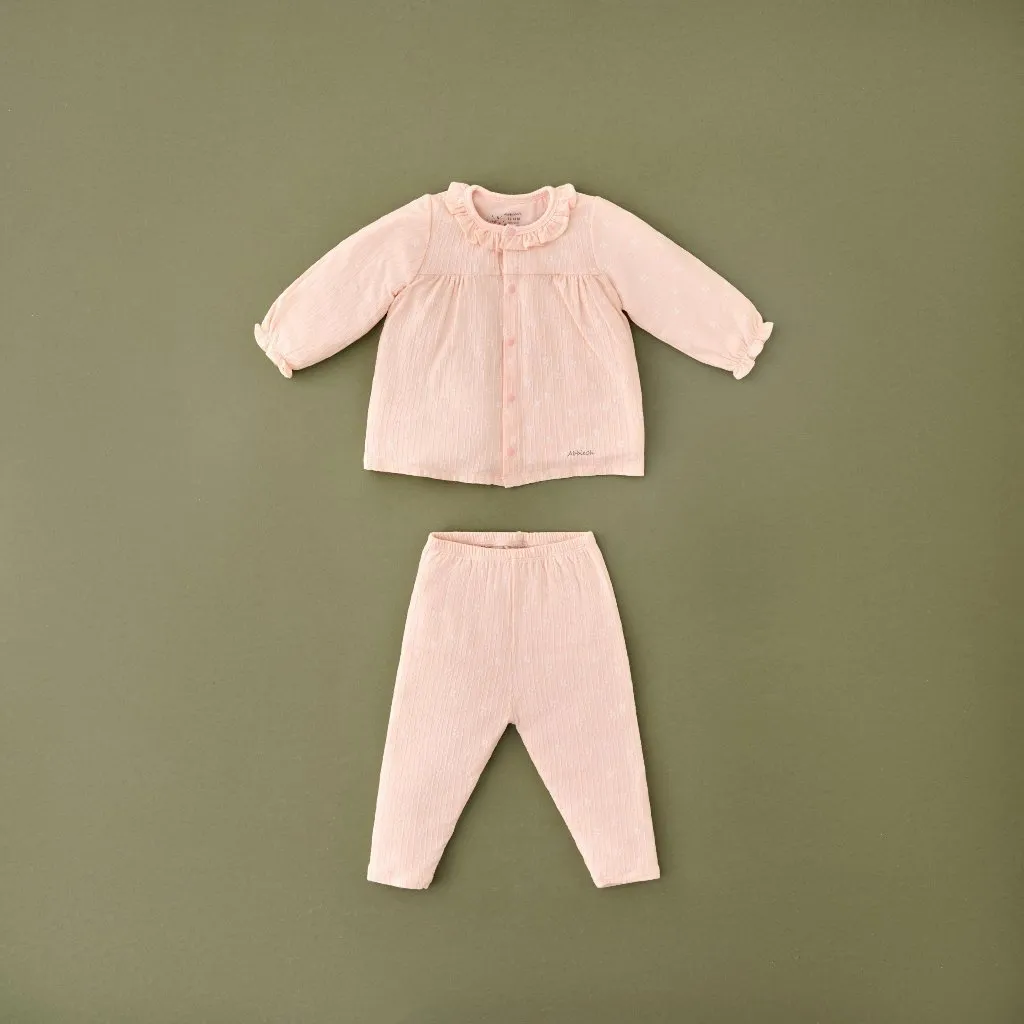 Ảnh Bộ quần áo dài tay cotton ABBIEOH cài vai cổ tay bèo cho bé gái 0-4 Tuổi BO211 BO672 BO658 4