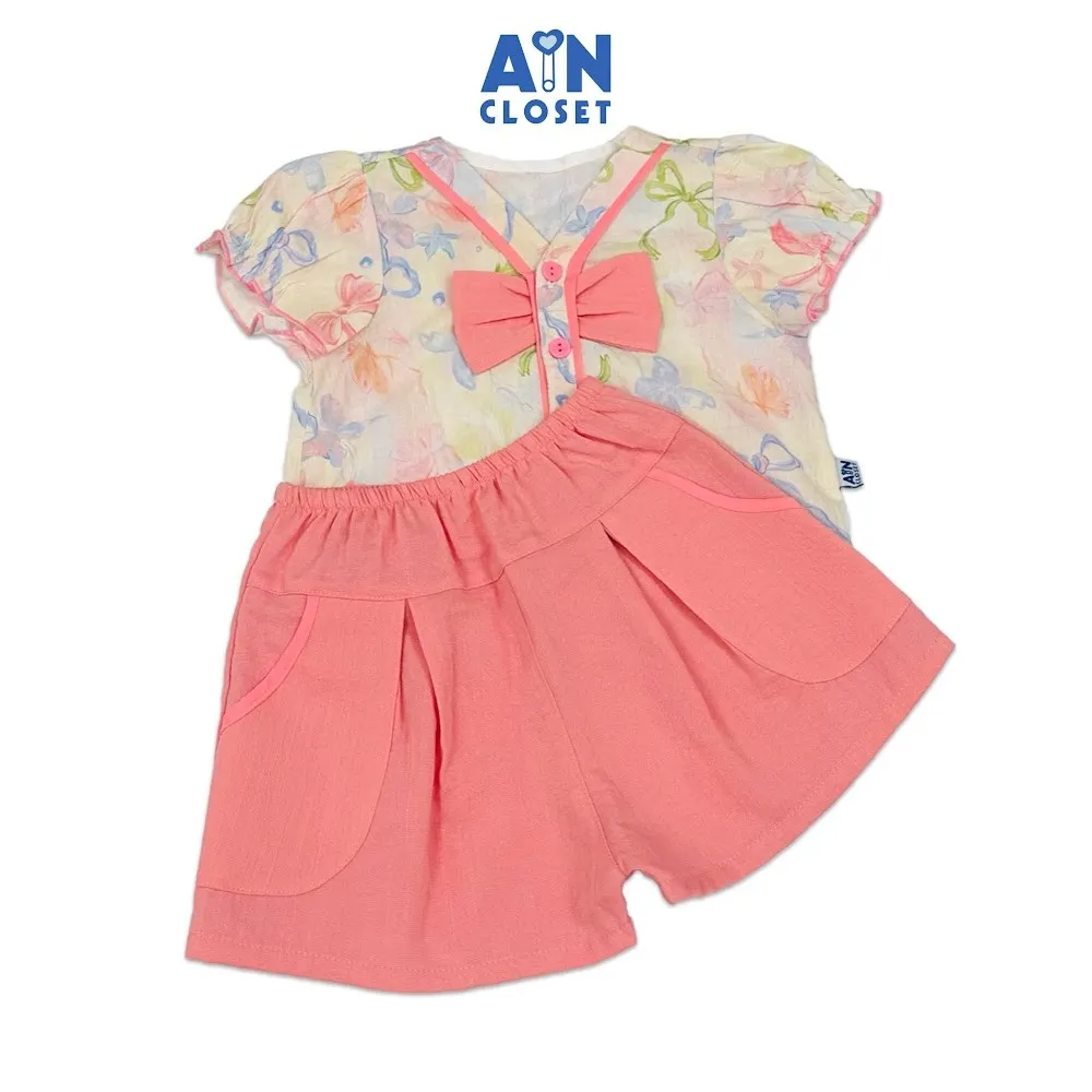 Đánh giá Bộ quần áo Ngắn bé gái Nơ Cotton AIN Closet - Mềm mại, thoáng mát