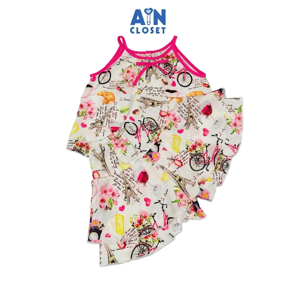 Ảnh Bộ quần áo Ngắn bé gái hoạ tiết Paris Hồng Lụa Pháp - AICDBGIBCJQ0 - AIN Closet 1