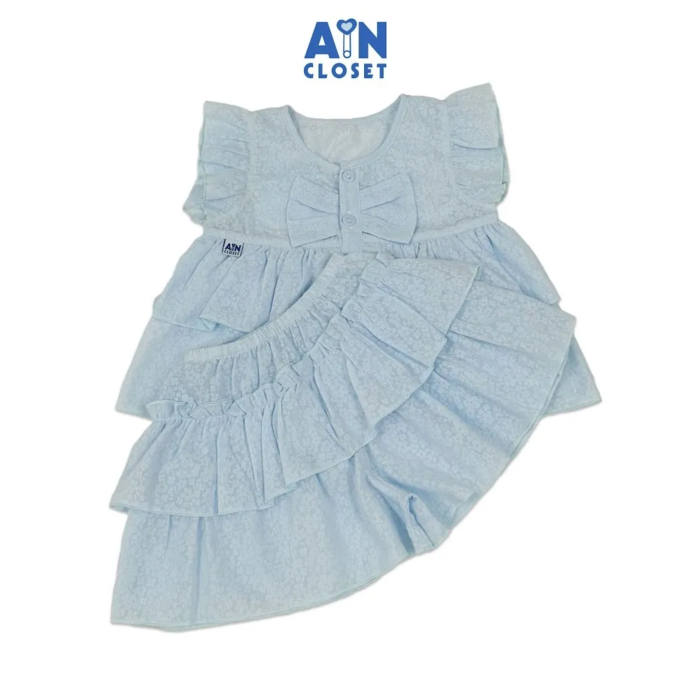 Ảnh Bộ quần áo Ngắn bé gái hoạ tiết Nơ Xanh Dương Cotton boi - AICDBGXJLPA8 - AIN Closet 1