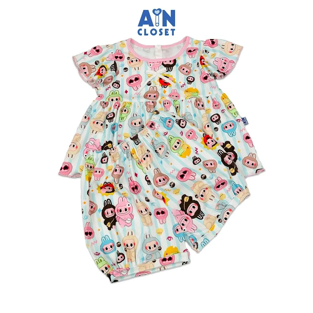 Ảnh Bộ quần áo Ngắn bé gái hoạ tiết Thỏ Labubu Thun cotton - AICDBG94HUM0 - AIN Closet 1