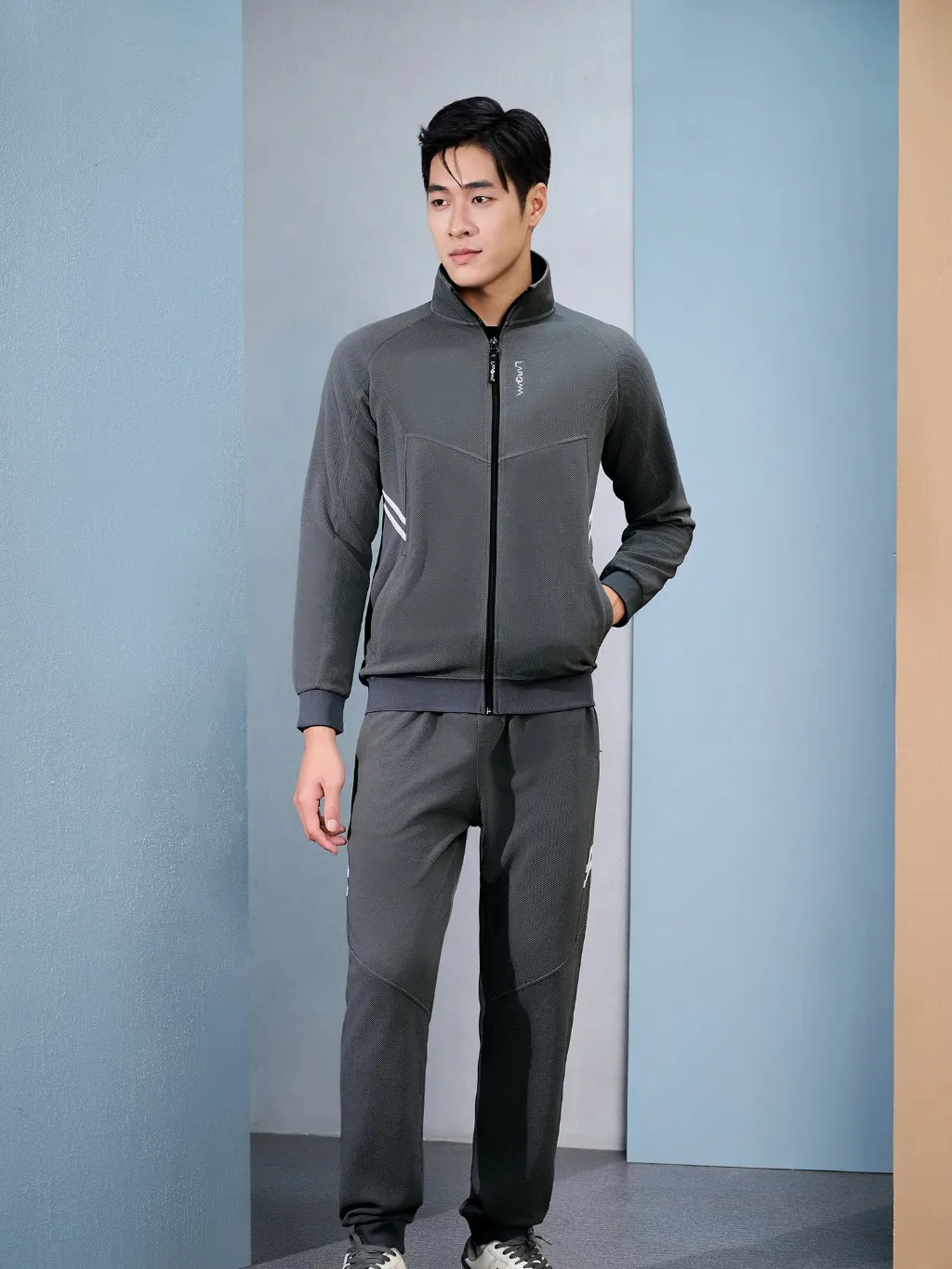 Ảnh Bộ Quần Áo Nỉ Thu Đông Khóa Kéo Laroma Cho Nam | Sọc Đôi - Giữ Ấm - Vải Thơm - Kháng Khuẩn 2